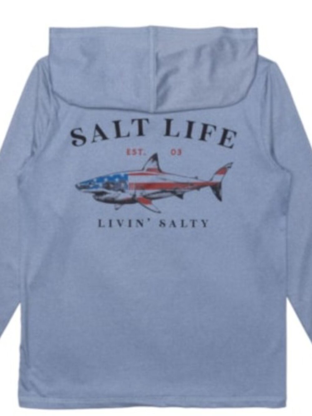 NWT SALT LIFE Big Boys Jaws of Steel 2 USA Hooded TShirt UPF 50, Long Sleeve, XL